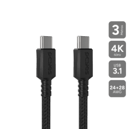 Cabo USB-C 3.1 para USB-C 3.1 PCYES 100W 4K 60Hz Nylon 3 Metros PUCP3P 1