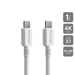 Cabo USB-C 3.1 para USB-C 3.1 PCYES Branco 1 Metro PUCP1B 1