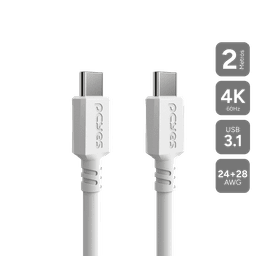 Cabo PCYES USB-C 3.1 para USB-C 3.1 Branco 2 Metros PUCP2B 1