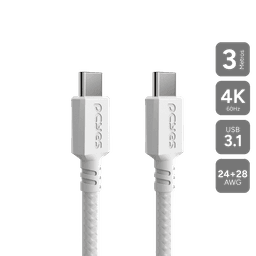 Cabo USB-C 3.1 para USB-C 3.1 PCYES Nylon Branco 3 Metros PUCP3B 1