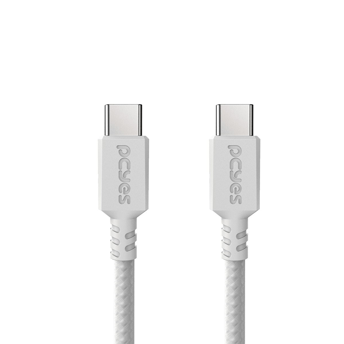 Cabo USB-C 3.1 para USB-C 3.1 PCYES Nylon Branco 3 Metros PUCP3B detalhe