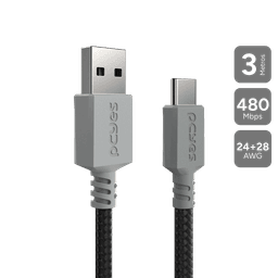 Cabo USB A 2.0 para USB Tipo-C PCYES 3M Nylon 3A CBPY03C 1