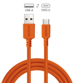 Cabo PCYES USB A para USB Tipo-C 2 Metros Laranja Nylon 3A 480Mbps CBPY02L 2