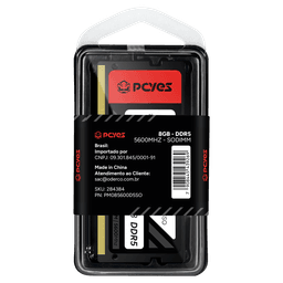 Memória PCYES SODIMM 8GB DDR5 5600MHz CL40 Notebook PM085600D5SO 5