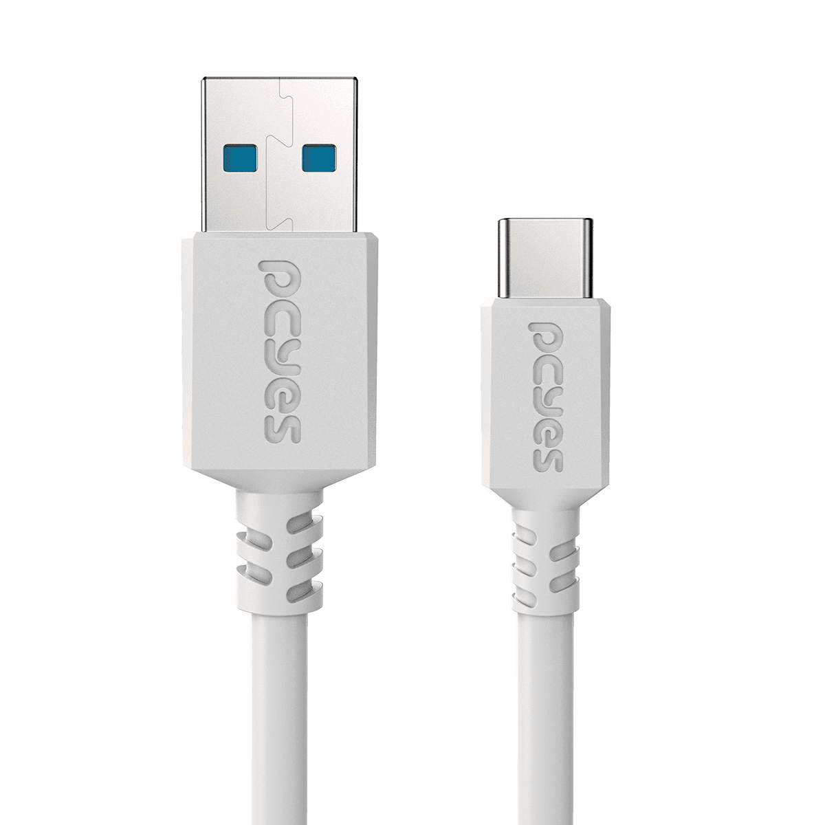 Cabo PCYES USB-A 3.0 para USB-C 5Gbps 15W Branco 2 Metros PUCAP3-2B detalhe