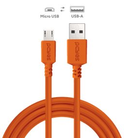 Cabo PCYES Micro USB para USB A 2.0 2 Metros Laranja Nylon 3A PMUAM-2L 2