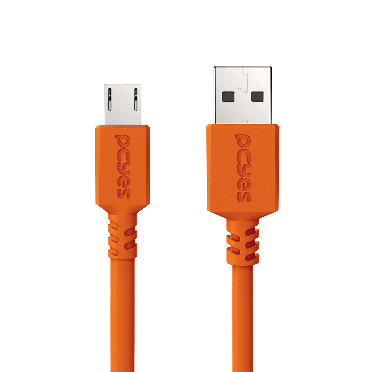 Cabo PCYES Micro USB para USB A 2.0 2 Metros Laranja Nylon 3A PMUAM-2L detalhe