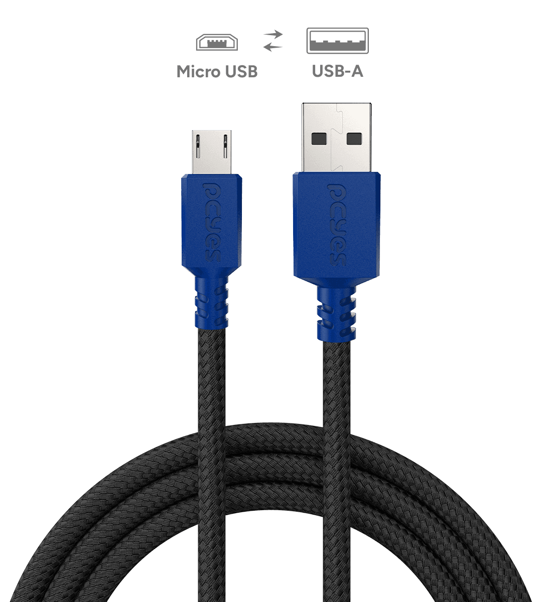 Cabo Micro USB PCYES USB A 2.0 3M Nylon 3A PMUAN-3A em destaque