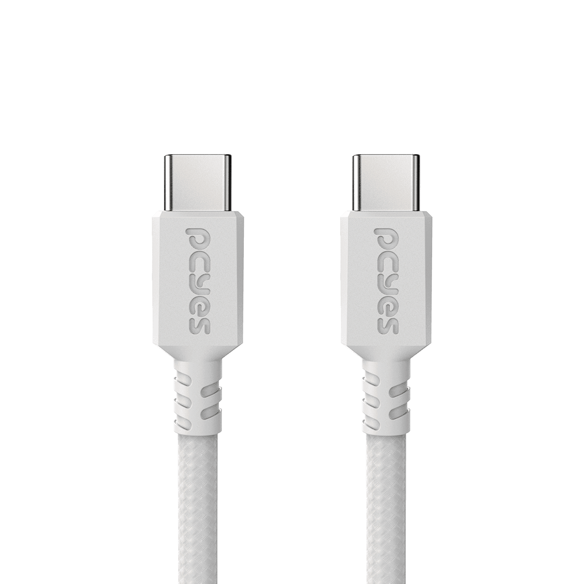 Cabo PCYES USB-C 2.0 15W 480Mbps Nylon Branco 3 Metros PUCC2-3B detalhe