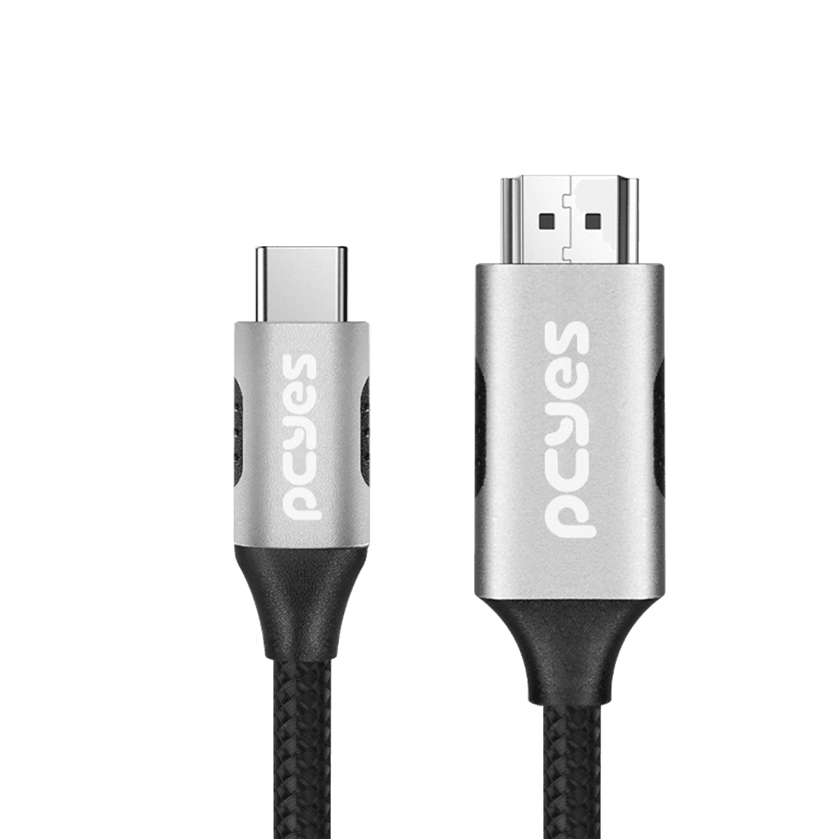 Cabo PCYES USB-C para HDMI 2.1 8K 60Hz 4K 144Hz Nylon 2 Metros PUCH2P detalhe