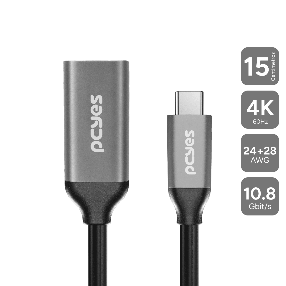 Cabo HDMI PCYES 2.1 8K 60Hz Conector 90° Horizontal 3 Metros PH21-3H-A
