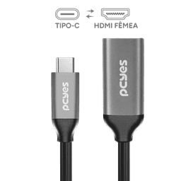 Cabo HDMI PCYES 2.1 8K 60Hz Conector 90° Horizontal 3 Metros PH21-3H-A 2