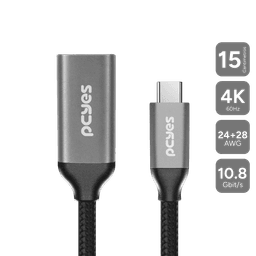 Cabo PCYES USB-C para HDMI 2.0 4K 60Hz Nylon Preto 15cm PUCF-15P 1