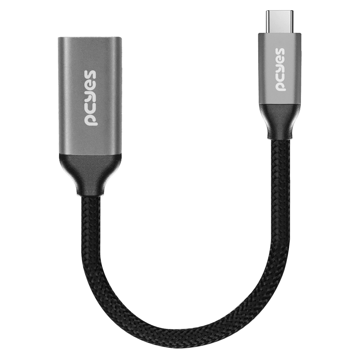 Cabo PCYES USB-C para HDMI 2.0 4K 60Hz Nylon Preto 15cm PUCF-15P detalhe