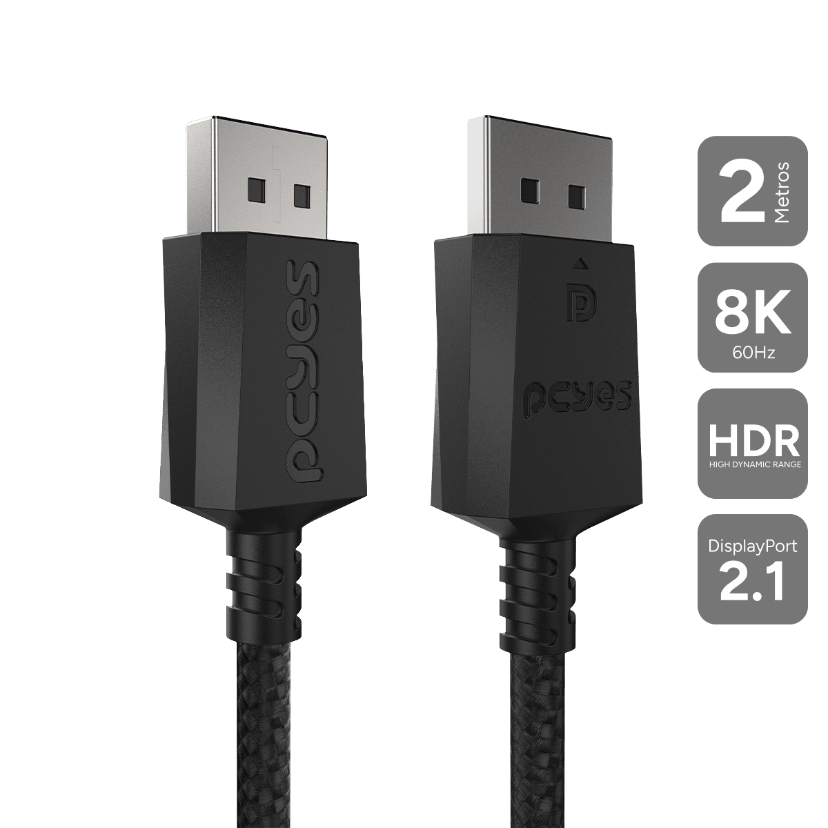 Cabo PCYES DisplayPort 2.1 Nylon 8K 60Hz 2m PDPN2-2