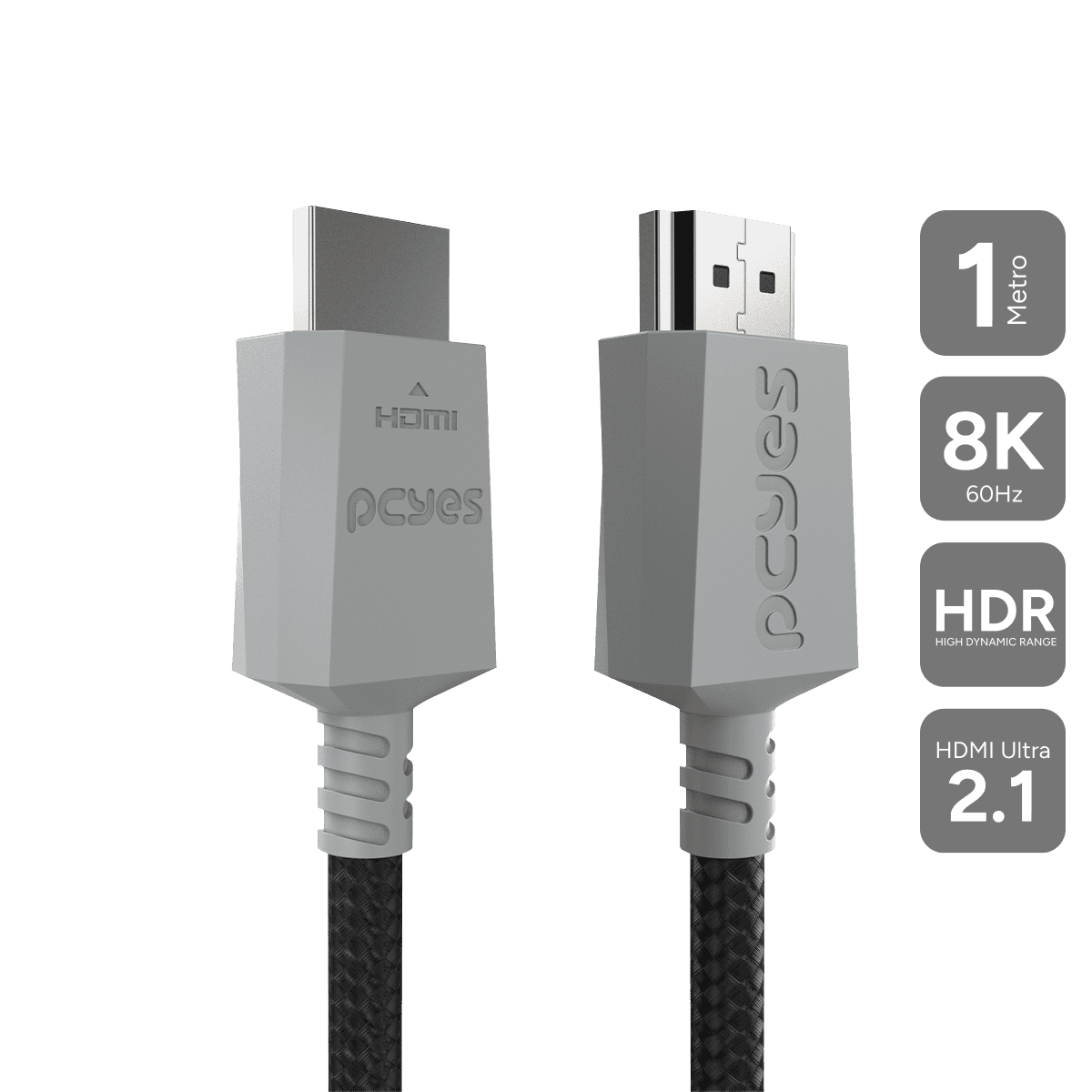Cabo HDMI PCYES 2.1 Ultra Nylon 8K 60Hz 4K 144Hz 1m PHU21P