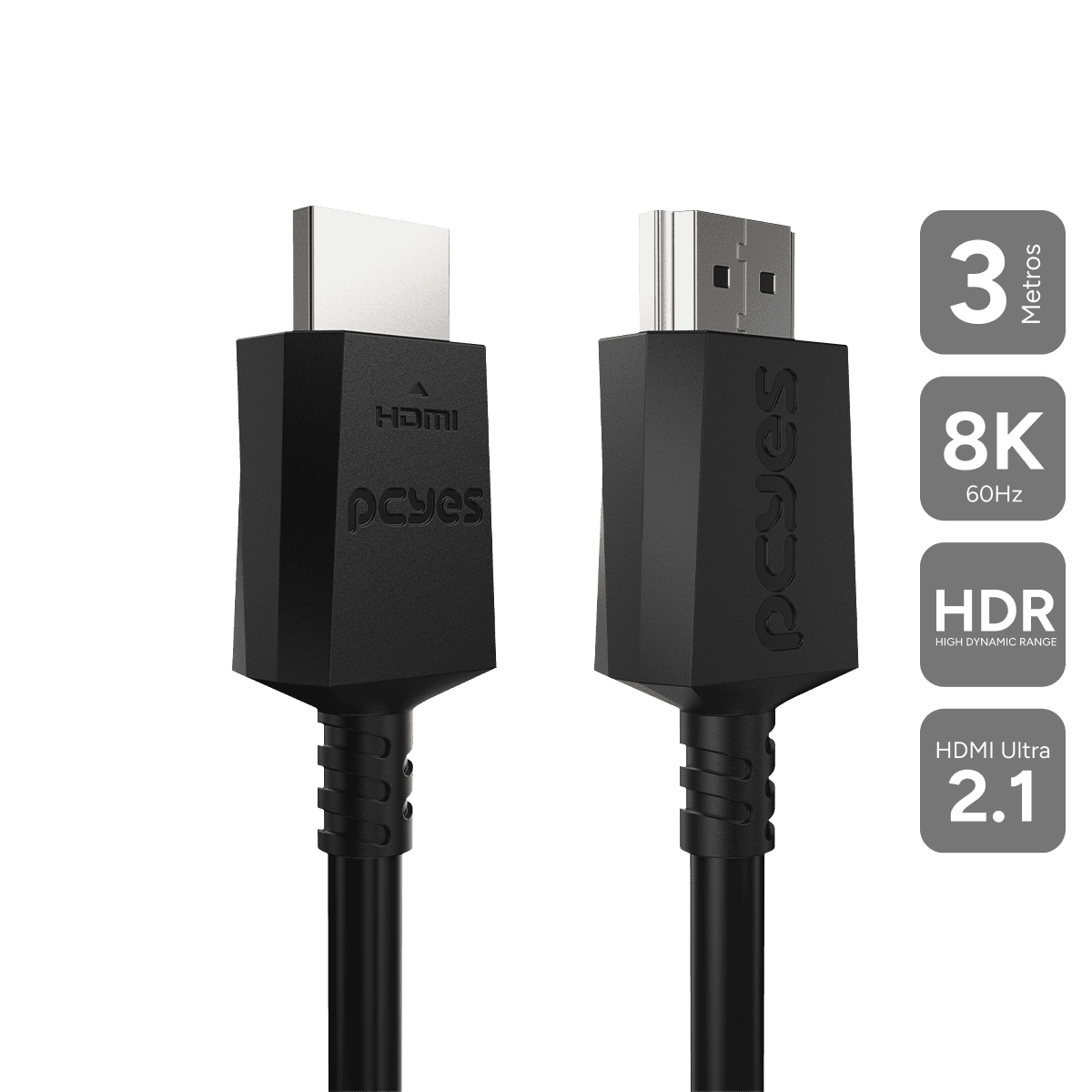 Cabo HDMI PCYES 2.1 Ultra 8K 60Hz 4K 144Hz 3m PHU21-3
