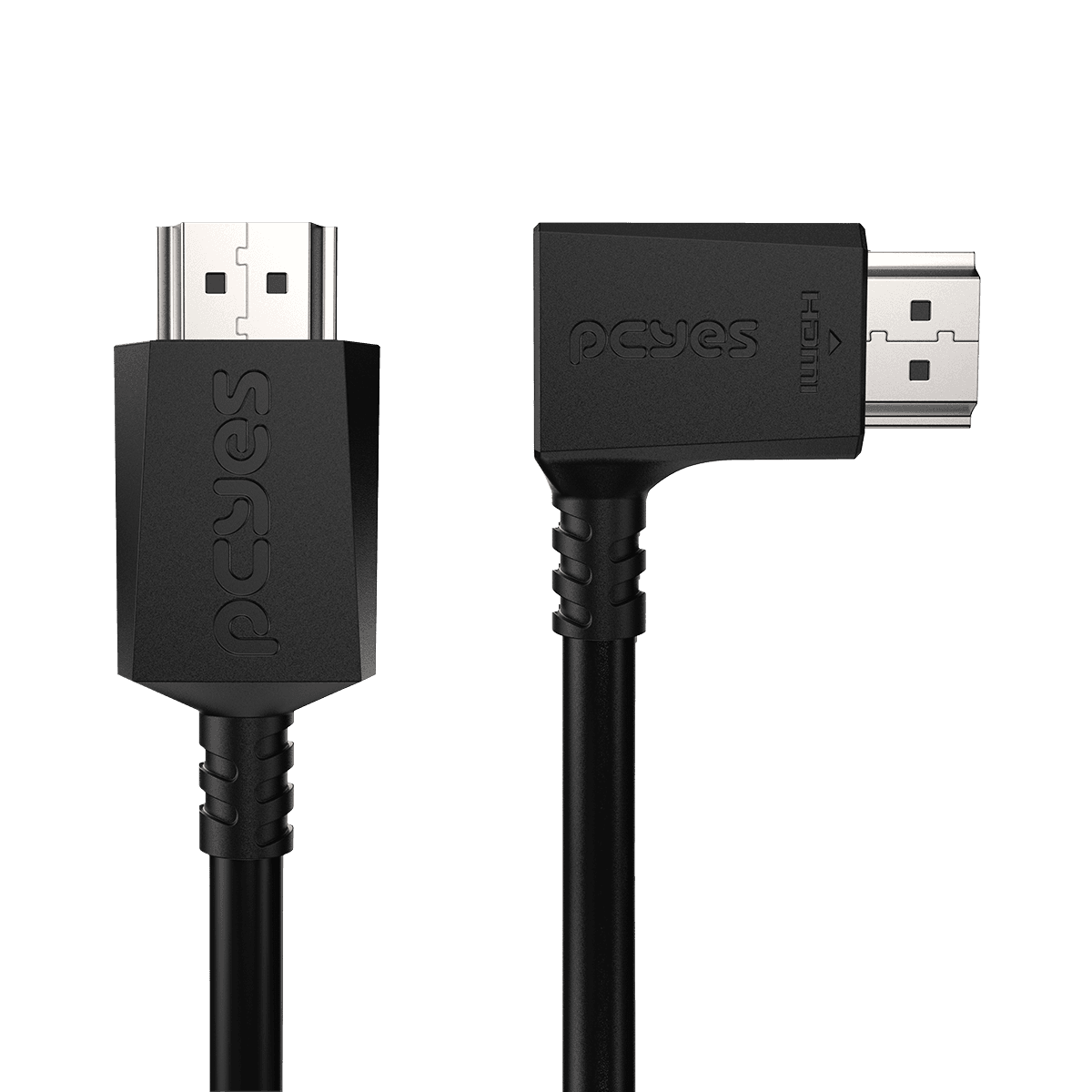 Cabo HDMI PCYES 2.0 90° Horizontal 4K 60Hz Preto 3 Metros PHM20-3H-001 detalhe