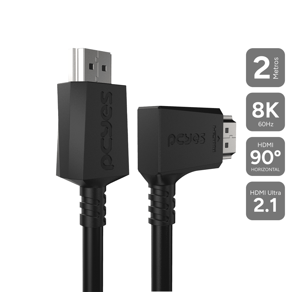 Cabo HDMI PCYES 2.1 8K 60Hz Preto PVC 2 Metros PHM21-2H-PVC01