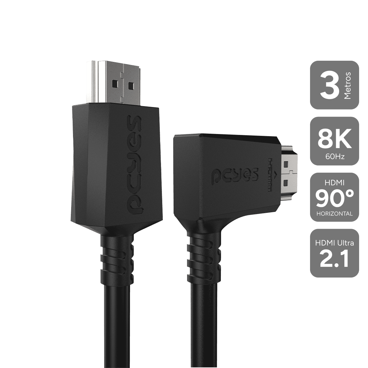 Cabo Hdmi 2 1 Pcyes Conector 90 Horizontal Preto 3 M Ph 21 3 H A
