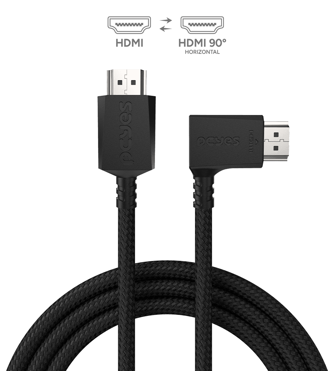 Cabo HDMI PCYES 2.1 90° Horizontal 8K 60Hz Nylon Preto 3 Metros PHM21-3HNP em destaque