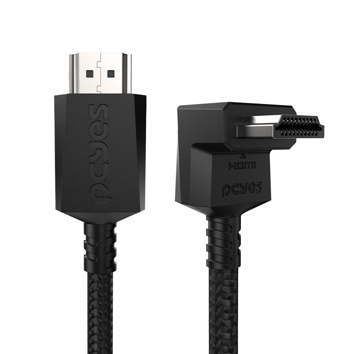 Cabo HDMI PCYES 2.1 Conector 90º Vertical 3M Nylon PH21-3VNP-F detalhe