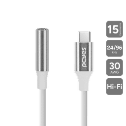 Cabo USB-C para P3 PCYES Áudio Hi-Fi DAC 24/96kHz Branco 15cm P3UCP-15B 1