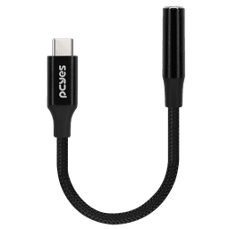 Cabo USB-C para P3 Fêmea PCYES Hi-Fi DAC 24/96 Nylon Preto 15cm P3UCP-15P 3