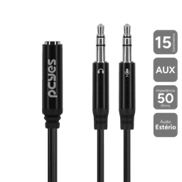 Cabo Adaptador Y P3 Fêmea para P2 Macho PCYES 15cm P3Y-15 1
