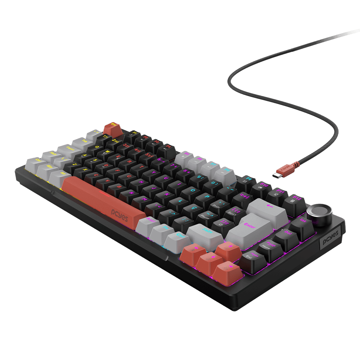 Teclado Mecânico Arkeum PCYES Black Vulcan Blue Switch AKBV75BBR em destaque