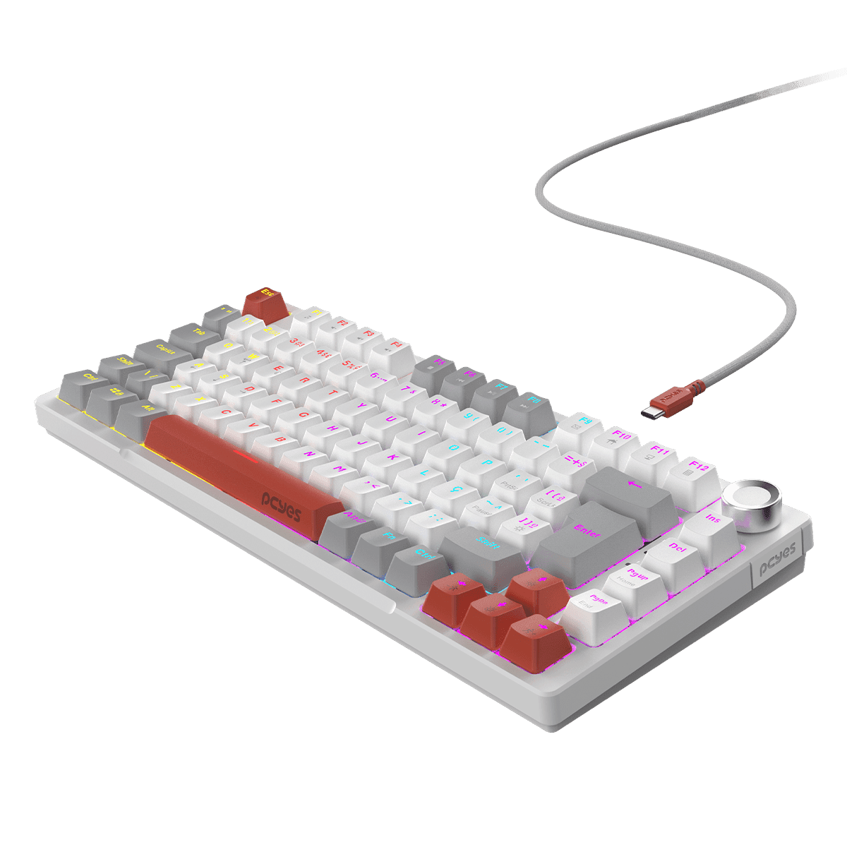 Teclado Mecânico Arkeum PCYES White Ghost Blue Switch AKWG75BBR em destaque