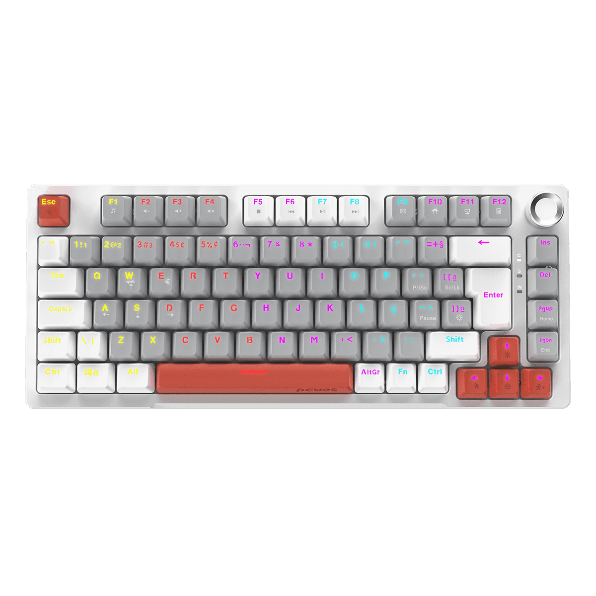 Teclado Mecânico Arkeum PCYES White Ghost Red Switch AKWG75RBR