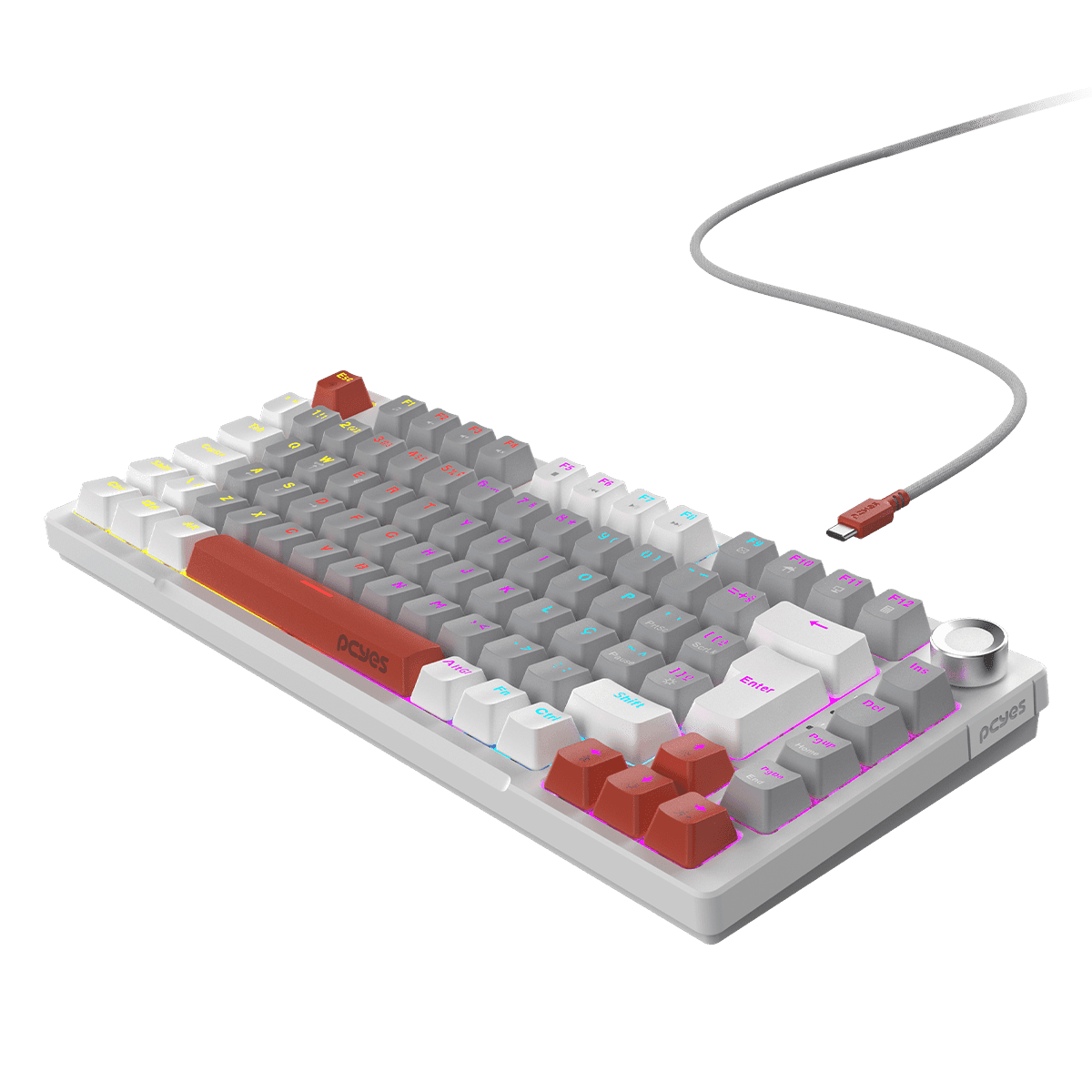 Teclado Mecânico Arkeum PCYES White Ghost Red Switch AKWG75RBR em destaque