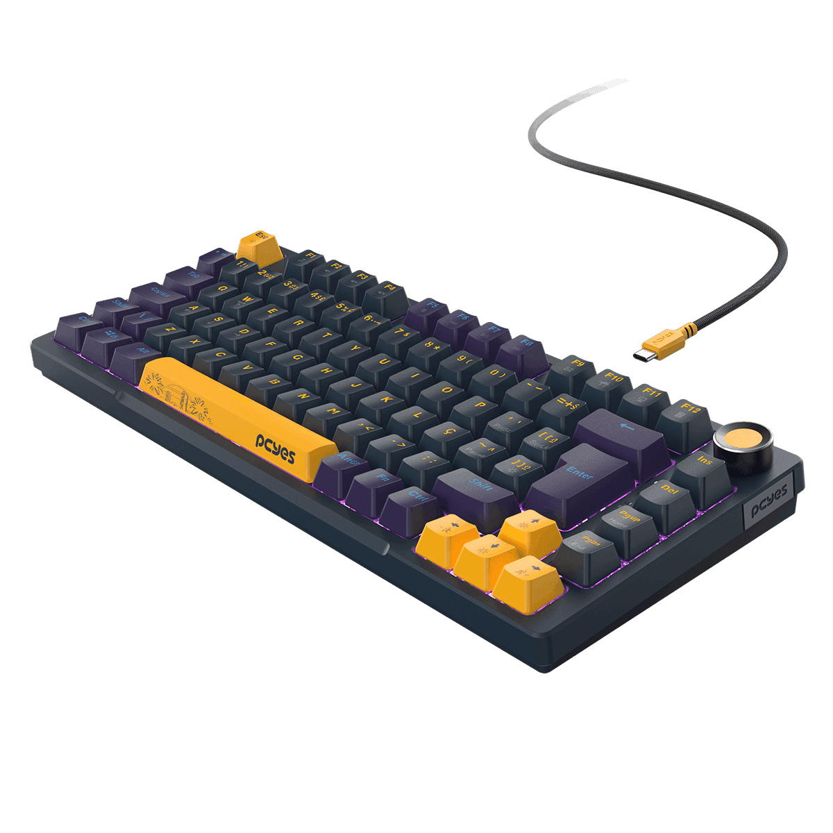 Teclado Mecânico PCYES Arkeum Sunset Edition 75% ABNT2 Outemu Blue AKSS75BBR em destaque