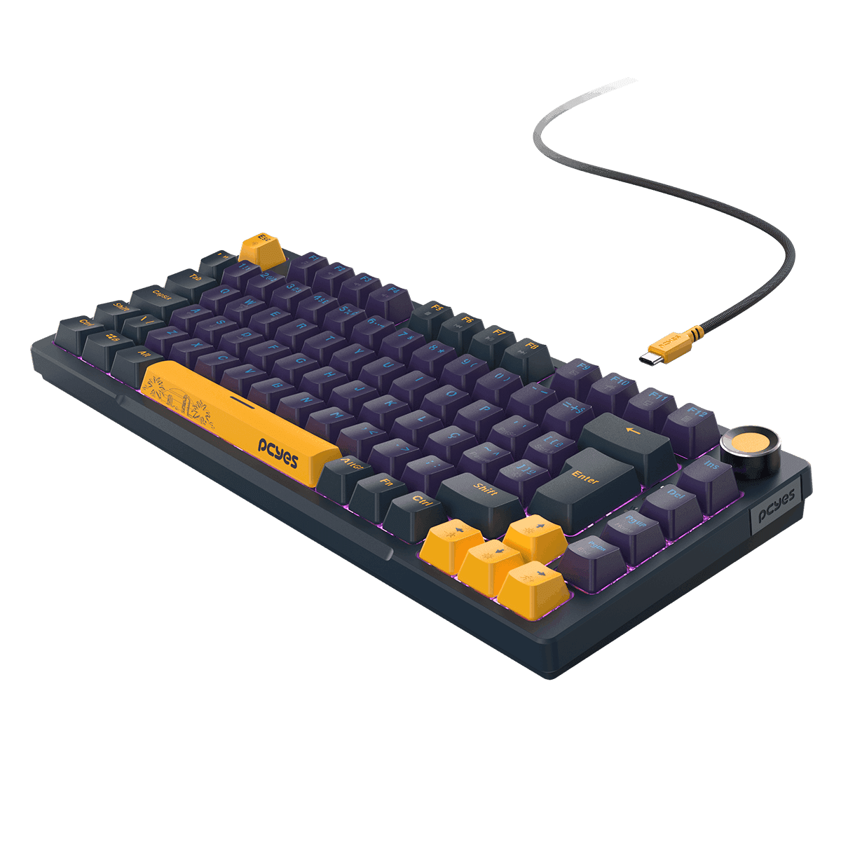 Teclado Mecânico PCYES Arkeum Sunset Edition 75% ABNT2 Outemu Red AKSS75RBR em destaque