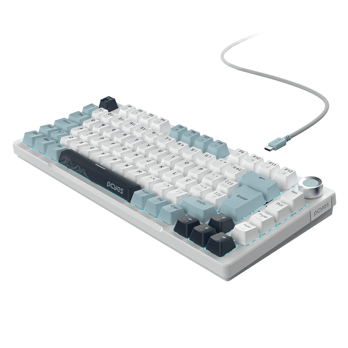 Teclado Mecânico PCYES Arkeum Summit Edition 75% ABNT2 Switch Blue AKSM75BBR em destaque