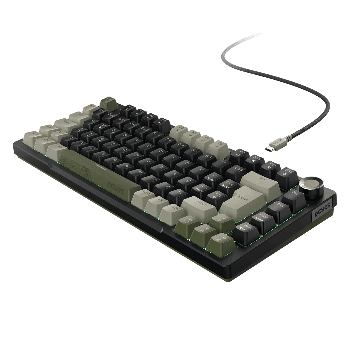Teclado Mecânico PCYES Arkeum Cammo Edition 75% ABNT2 Switch Blue AKCM75BBR em destaque