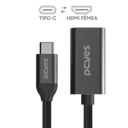 Cabo USB-C para HDMI 2.1 Fêmea 8K 60Hz PCYES 15cm Nylon PUCM-15P 2