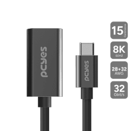Cabo PCYES USB-C para HDMI 2.1 8K 60Hz 4K 144Hz 15cm PUCF-15-2.1 1