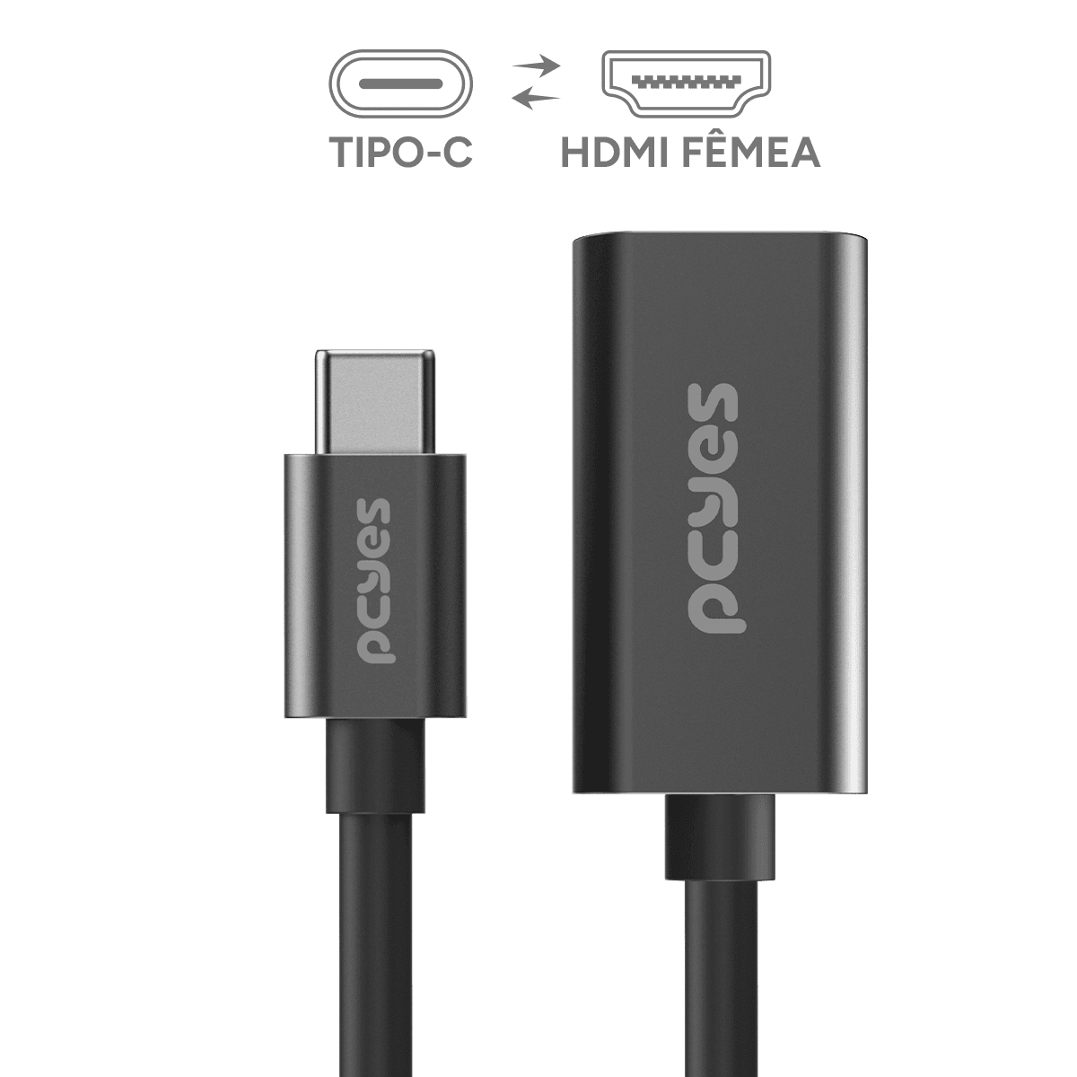 Cabo PCYES USB-C para HDMI 2.1 8K 60Hz 4K 144Hz 15cm PUCF-15-2.1 em destaque