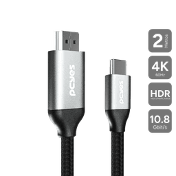 Cabo PCYES USB-C para HDMI 2.0 4K 60Hz Nylon Preto 2 Metros PUCH2 1