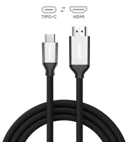 Cabo PCYES USB-C para HDMI 2.0 4K 60Hz Nylon Preto 2 Metros PUCH2 2