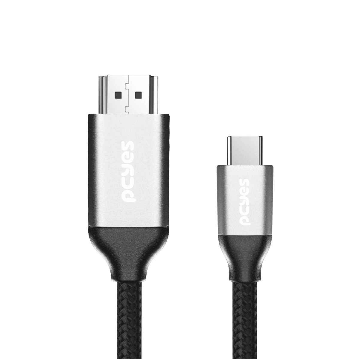 Cabo PCYES USB-C para HDMI 2.0 4K 60Hz Nylon Preto 2 Metros PUCH2 detalhe