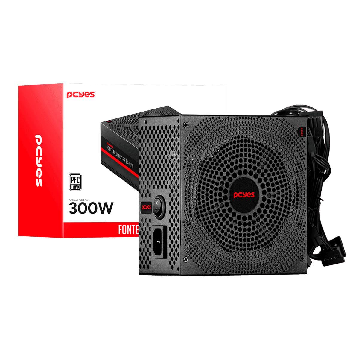 Fonte PCYES ATX Electra 300W PFC Ativo ELEC300W