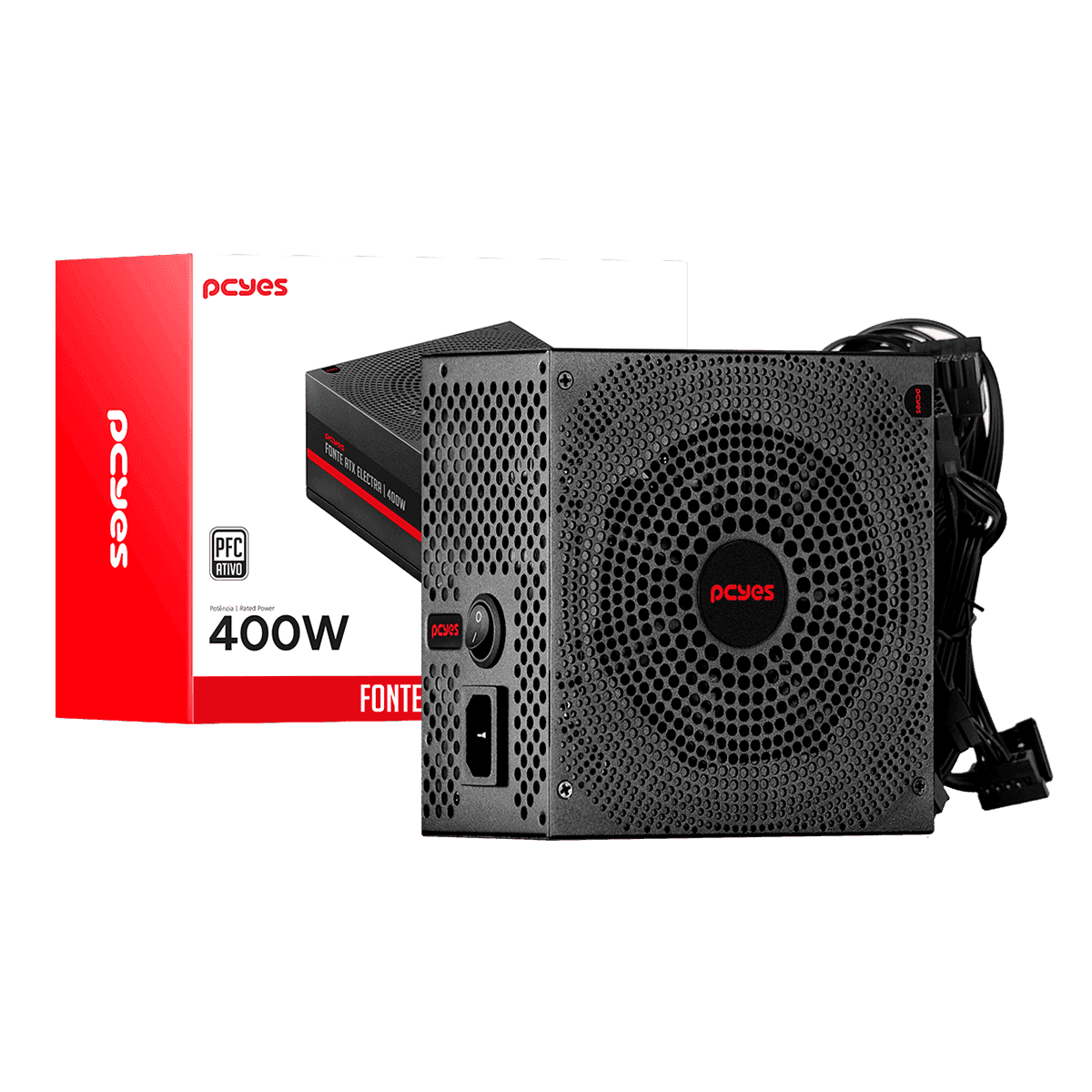 Fonte PCYES ATX Electra 400W PFC Ativo ELEC400W