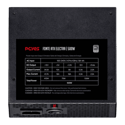 Fonte PCYES ATX Electra 500W PFC Ativo ELEC500W 5