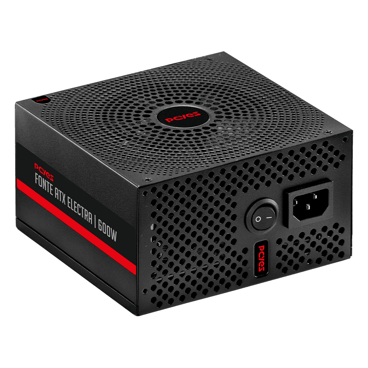 Fonte PCYES ATX Electra 600W PFC Ativo ELEC600W em destaque