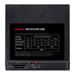 Fonte PCYES ATX Electra 600W PFC Ativo ELEC600W 5