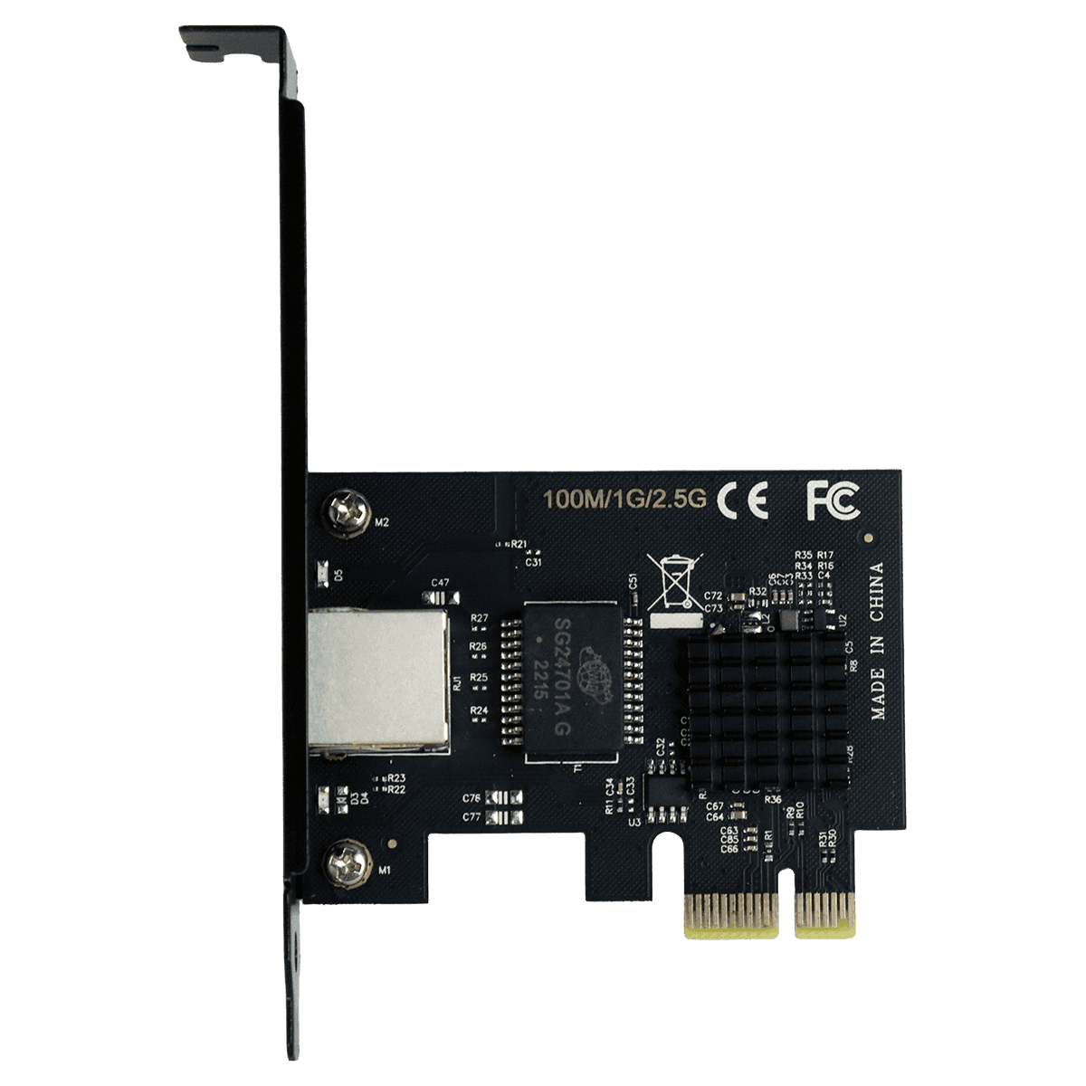 Placa de Rede 2.5G RJ45 PCI-E x1 Realtek RTL8125B LC2500-1P em destaque
