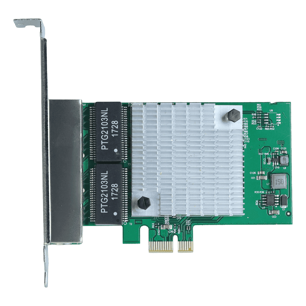 Placa de Rede Gigabit Quad Port RJ45 PCI-E LC1000-4P em destaque